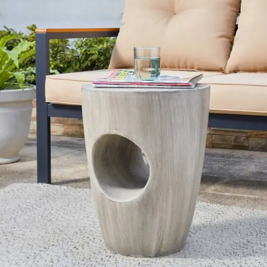 Glitzhome&reg; 18'' Multi-Functional Faux Concrete Accent Table {6}