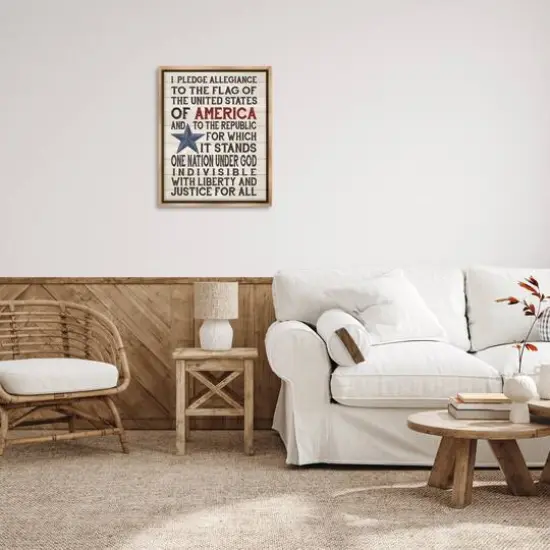 Stupell Industries Pledge of Allegiance Patriotic Floater Framed Art Brown {3}