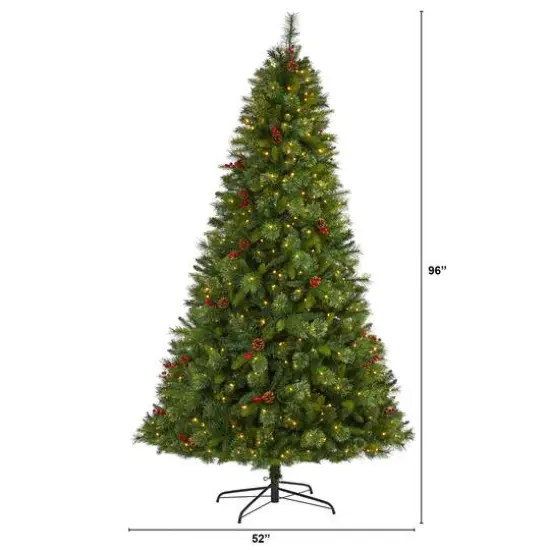 8ft. Pre-Lit Aberdeen Spruce Artificial Christmas Tree, Clear LED Lights {8}