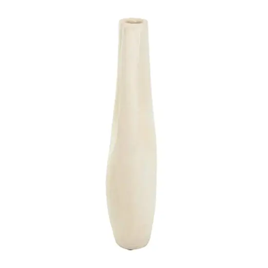 18" Beige Paper Mache Abstract Curved Vase with Handle {3}