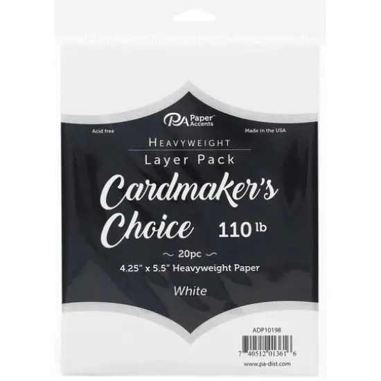 PA Paper&trade; Accents Cardmaker's Choice 4.25" x 5.5" White 110lb. Card Layers, 20ct. {1}