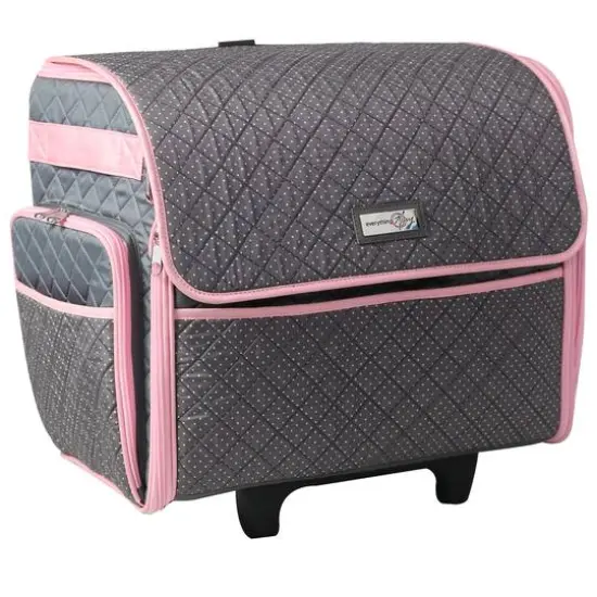 Everything Mary Pink & Gray Collapsible Deluxe Sewing Storage Case {1}