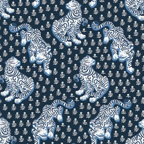 PrintFresh Tiger Queen Navy Peel & Stick Wallpaper {1}