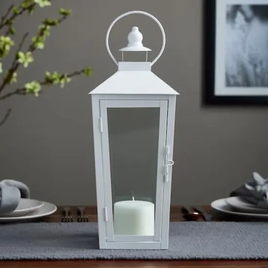 15.7" White Metal Lantern by Ashland&reg; {5}