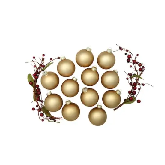 Whitehurst 12ct. 2.75" Matte Glass Ball Ornaments Gold Matte {4}