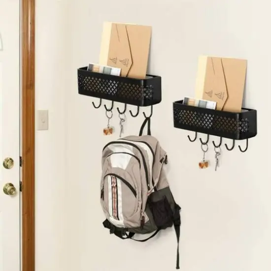 NEX™ Black Wall Mount Mail Sorter & 5 Hook Key Organizer, 2ct. {6}
