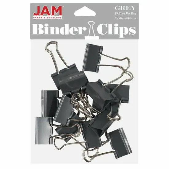 JAM Paper 1.25" Colorful Binder Clips, 30ct. Gray {1}