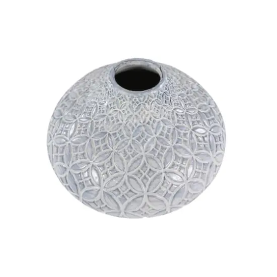 White Porcelain Coastal Style Vase, 9" x 10" {4}