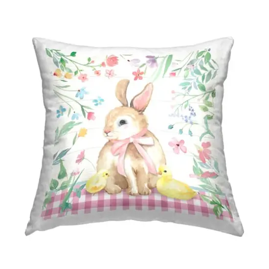 Stupell Industries Spring Bunny & Florals Decorative Printed Throw Pillow {1}