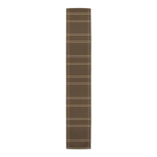 90" Brown Plaid Fall Lines Poly Twill Table Runner {4}