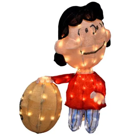 2.5ft. LED Peanuts Lucy with Football & Charlie Brown Yard Art {6}