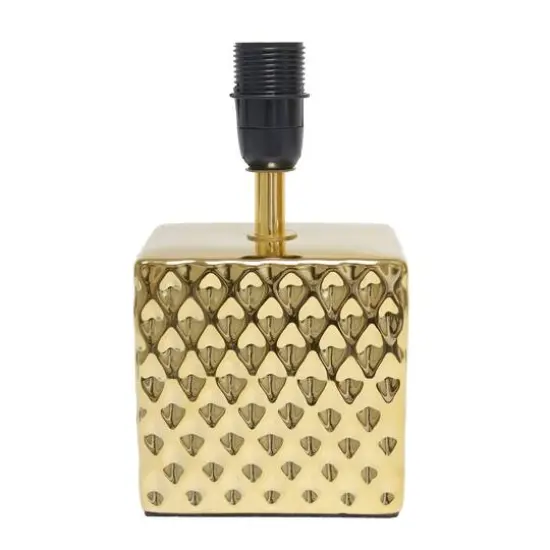 Simple Designs 12" Petite Hammered Gold Square Table Lamp {7}