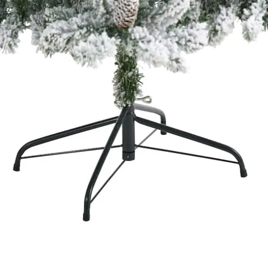 6.5ft. Pre-Lit Flocked Livingston Fir Pinecones Artificial Christmas Tree with Clear Warm LED Lights {5}