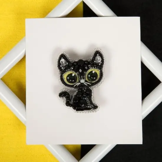 Crystal Art Beadwork Kit For Creating Broоch Black Cat {4}