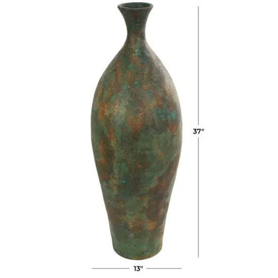 3ft. Green Ceramic Tall Distressed Antique Style Vase {8}