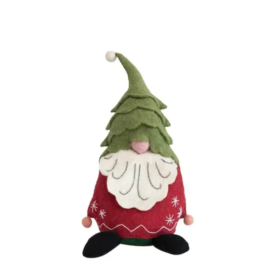 Hello Honey&reg; 14" Green & Red Handmade Wool Felt Gnome {1}