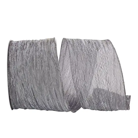 Reliant 4" x 30yd. Crushed Mesh Value Wired Ribbon Pewter {1}