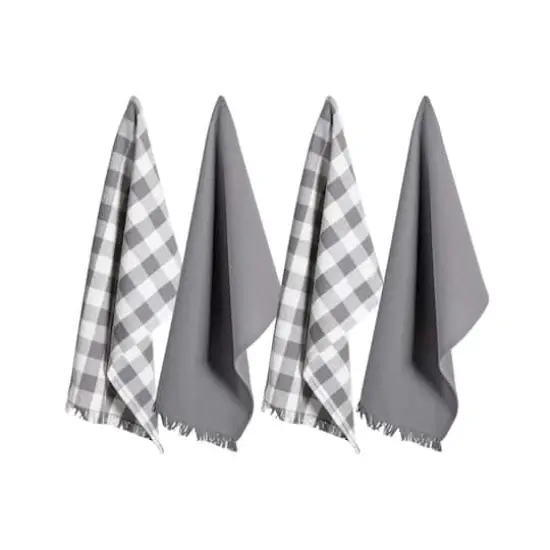 DII&reg; Gray Heavyweight Fringed Dishtowel Set {3}