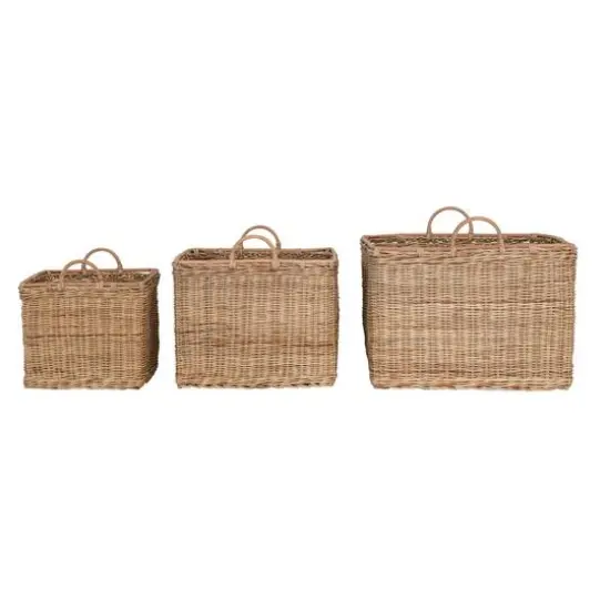 Hello Honey&reg; Natural Square Rattan Basket Set with Handles {6}