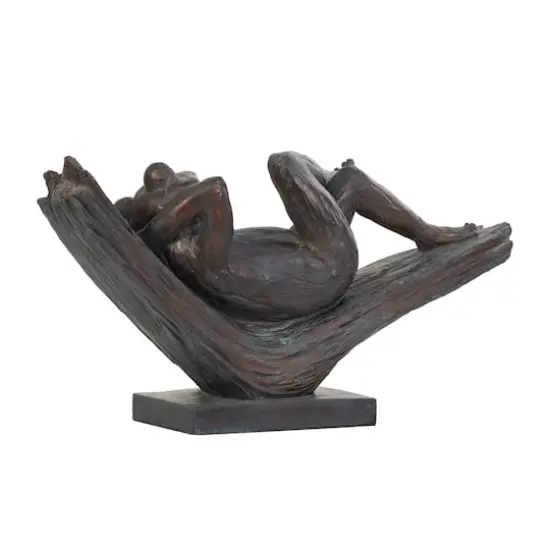 16" Bronze Frog Patina Relaxing Sculpture {8}