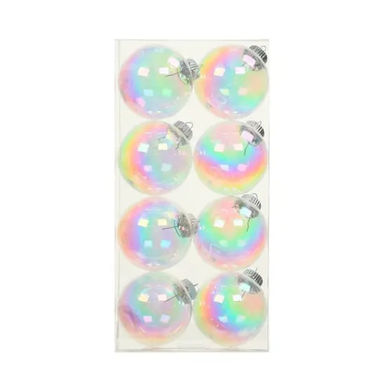 8 Pack 2.75" Clear Iridescent DIY Plastic Ball Ornaments by Make Market&reg; {3}
