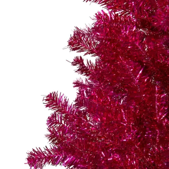 4.5ft. Unlit Metallic Pink Tinsel Artificial Christmas Tree {4}