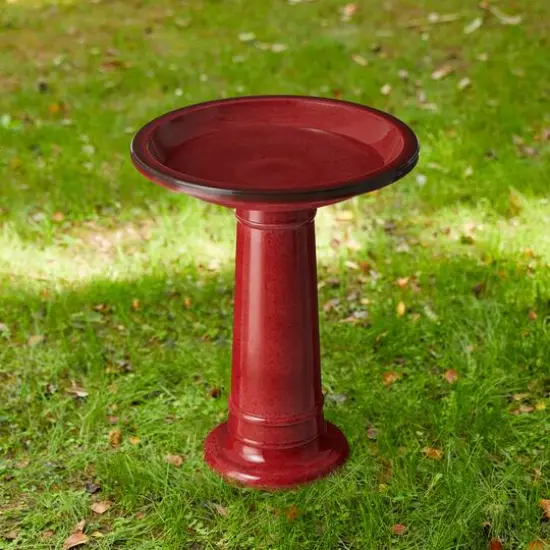 Glitzhome&reg; 21.5" Faux Ceramic Tall Pedestal Birdbath {3}
