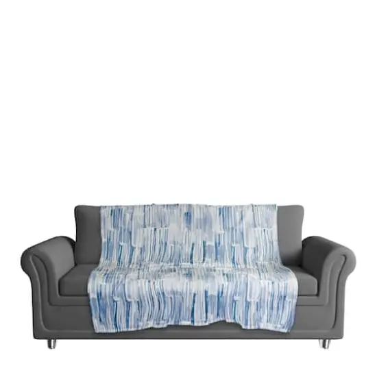 Blue Watercolor Hatch Fleece Throw {4}