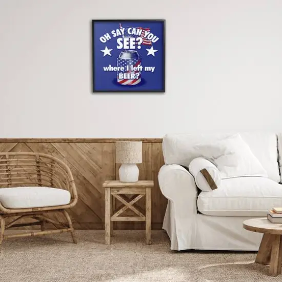 Stupell Industries Funny Patriotic Beer Framed Giclee Art Black {3}