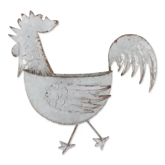 DII&reg; 14.25" Rooster Galvanized Wall Planter {3}