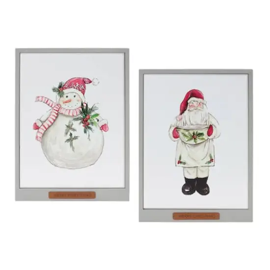 Framed Santa & Snowman Wall Art Set {1}