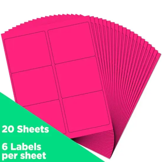 JAM Paper Adhesive Shipping Labels, 3.33" x 4" Neon Pink {4}