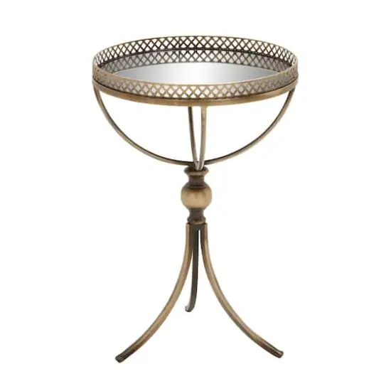 24" Brass Iron Traditional Accent Table {1}