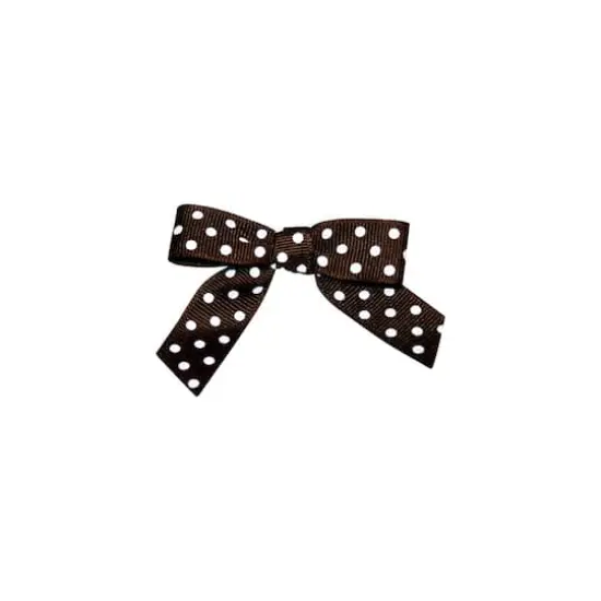 JAM Paper 2.5" Grosgrain Polka Dot Twist Tie Bows, 100ct. Brown {1}