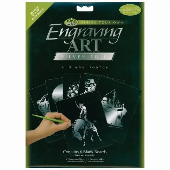 Royal & Langnickel&reg; Engraving Art&trade; 8" x 10" Silver Foil Blank Boards, 6 Sheets {1}