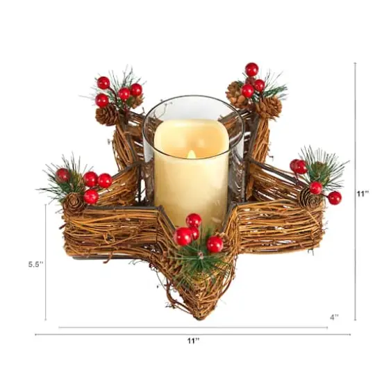Holiday Star Twig Candle Holder with LED Candle Table Christmas Arrangement {4}