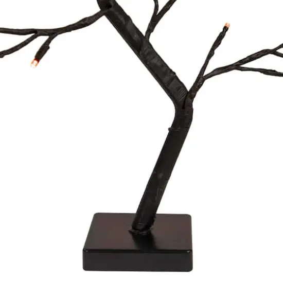 15" LED Lighted Black Weeping Halloween Twig Tree, Orange Lights {6}