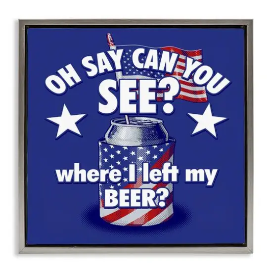 Stupell Industries Funny Patriotic Beer Floater Framed Art Gray {1}