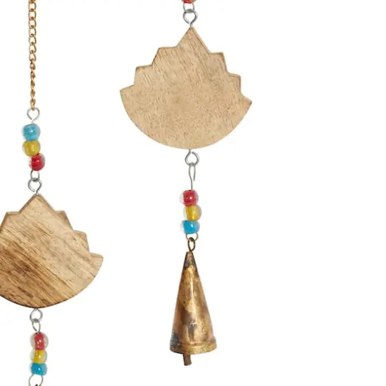 Gold Mango Wood Eclectic Style Windchime, 15" x 30" {5}