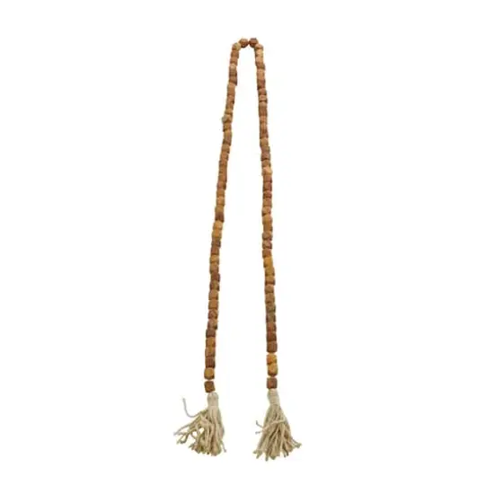 80" Bohemian Mango Wood Beads with Tassels Garland Dark Brown {5}