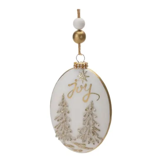 Hope & Joy Glittered Glass with Wood Beads Ornament Set {5}