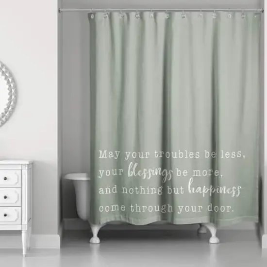 May Your Blessings Be More on Sage 71" x 74" Shower Curtain {1}