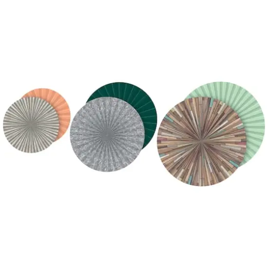 Teacher Created Resources Green, Pink, & Teal Hanging Paper Fans, 3 Packs of 3 {3}