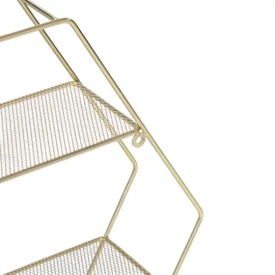 Honey Can Do 21" Gold Hexagonal Decorative 4-Tier Metal Wall Shelf {5}