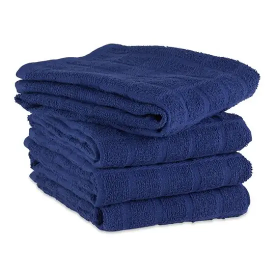 DII® Solid Windowpane Terry Dishtowels, 4ct. Nautical Blue {4}