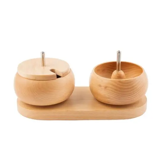 John Bead 3.6" x 3.6" Spin that Bead! Wooden Dual Bead Spinner with 2 Needles {1}