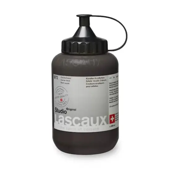 Lascaux Studio Acrylic Paint, 500mL 972 Oxide Black {4}