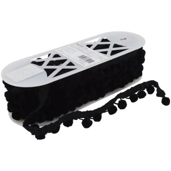 Simplicity 1.125" x 12yd. Ball Fringe Black {1}