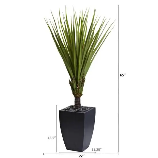 5.4ft. Spiky Agave Artificial Tree in Black Planter {3}