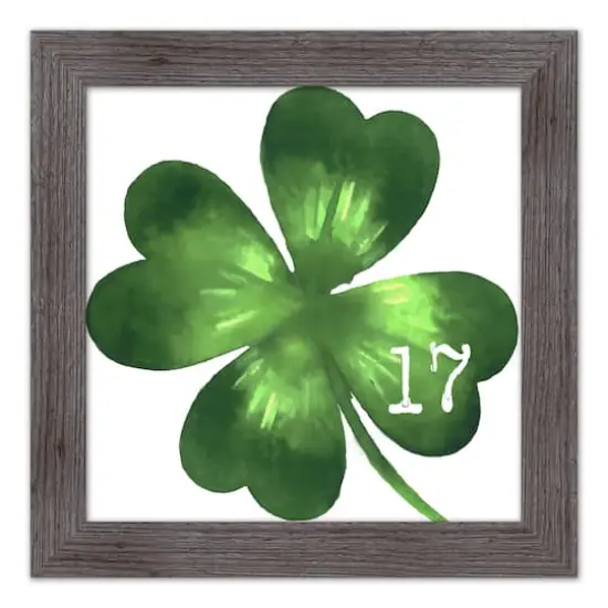 Large Four Leaf Clover Date Framed Print 2 16" x 16" Western Gray Framed Print {1}